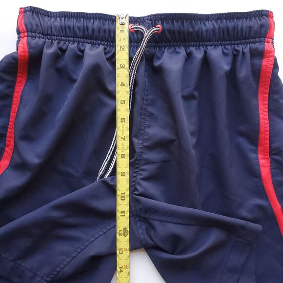 Speedo Swim Trunks Mens S Navy Blue Red 28" Waist Lined Pockets Retro Stripe - Picture 11 of 14